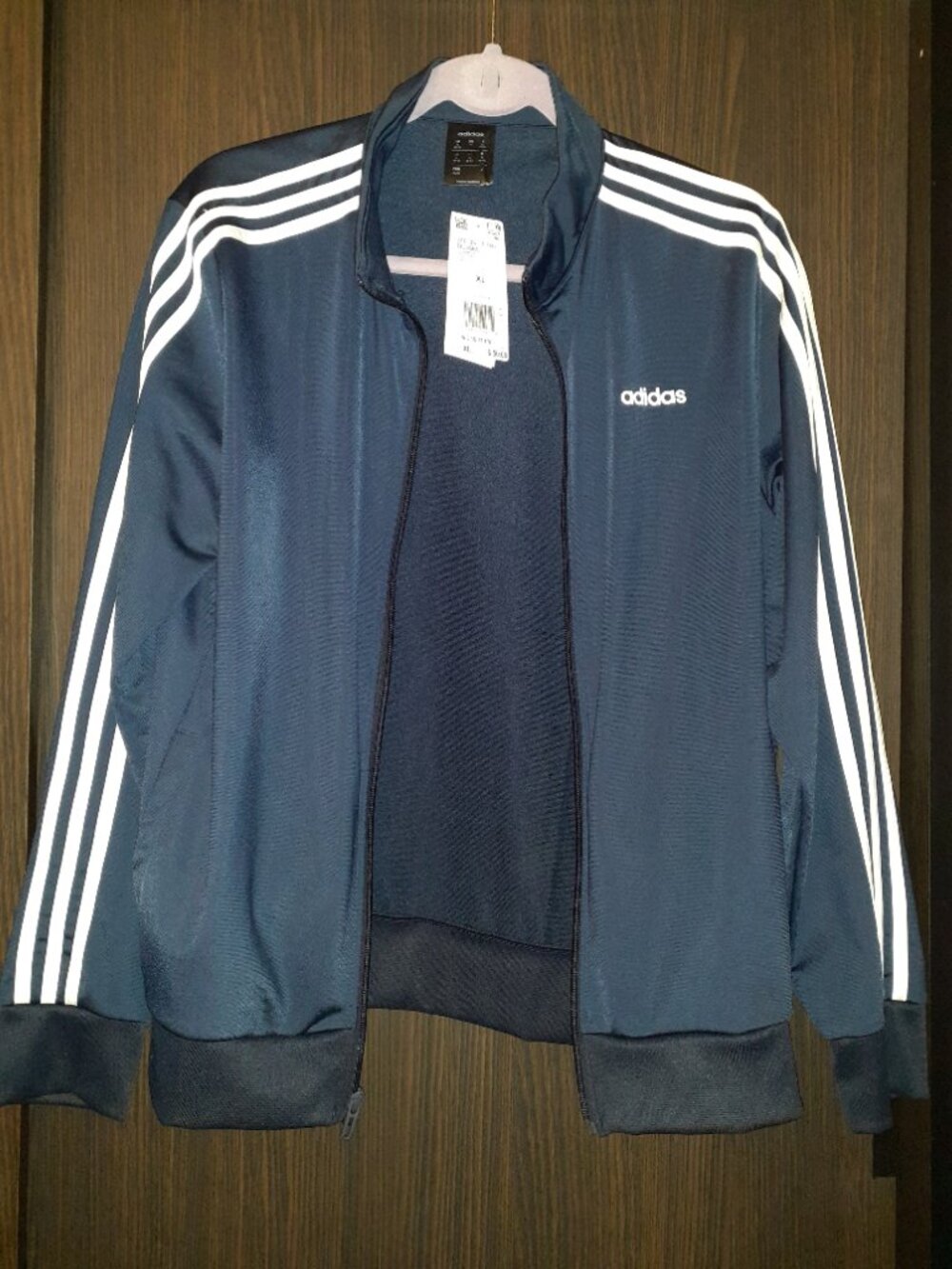 New Adidas Women's Navy Blue and White Track top XL.